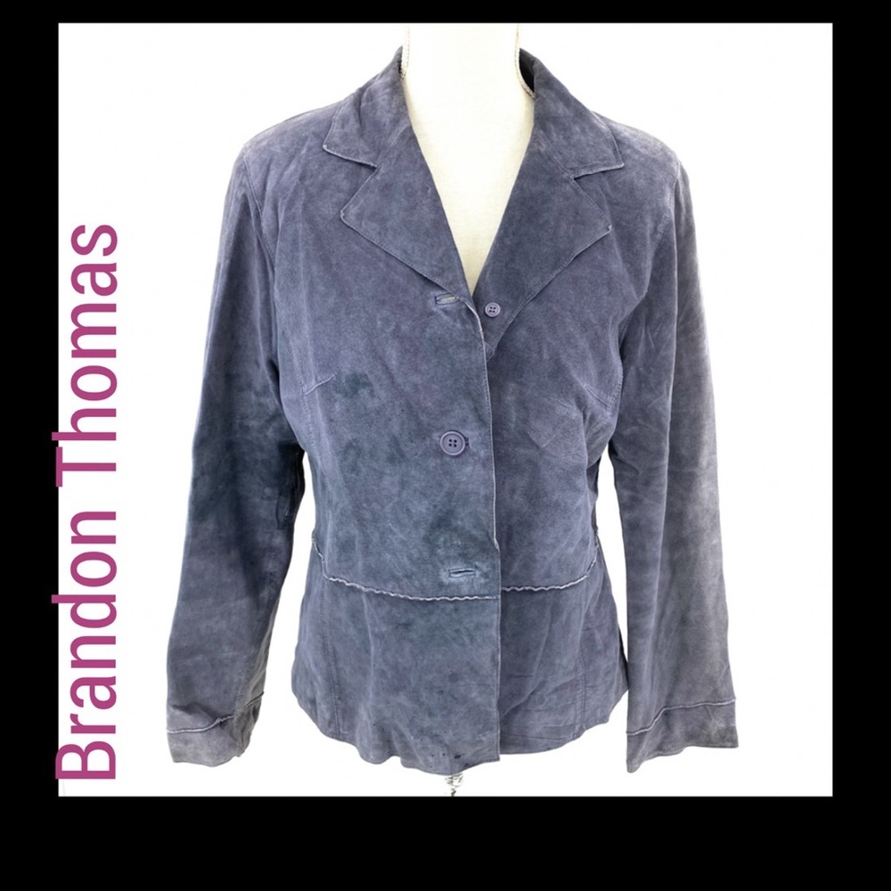 Brandon Thomas Blue periwinkle 100% suede jacket